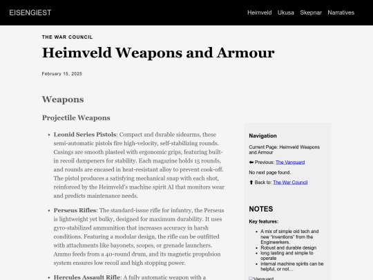 heimveld/war_council/weapons_and_armour screenshot