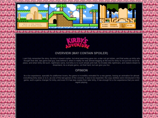 game recommendation/kirby/kirby screenshot