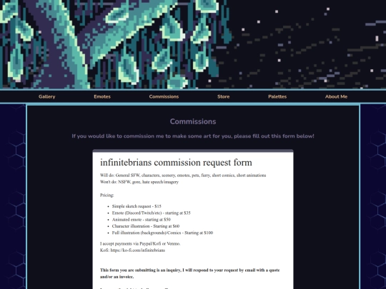 web pages/commissions screenshot