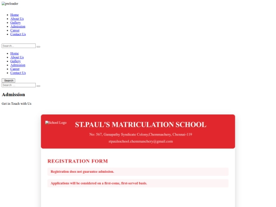 stpaulsschool/admission screenshot
