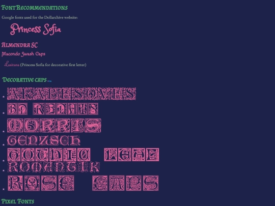 compendium/spine/fonts screenshot