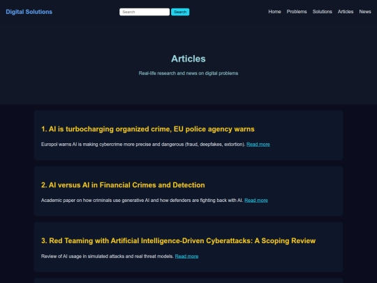 Articles screenshot