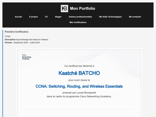 Certifications screenshot