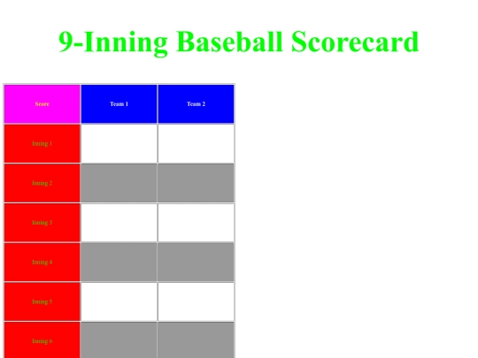 Scorecards/BaseballScorecard screenshot