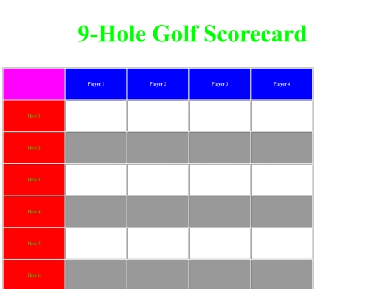 Scorecards/GolfScorecard screenshot