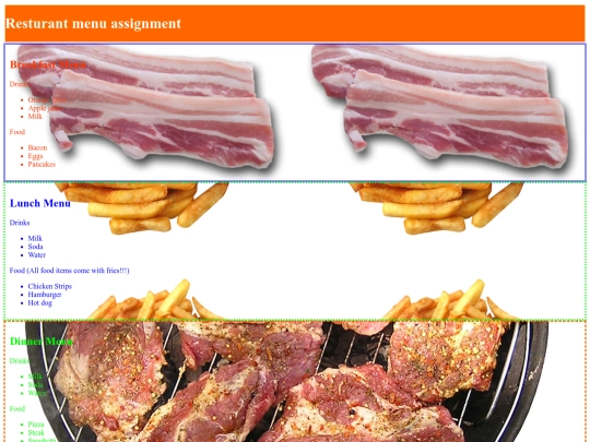 menus screenshot