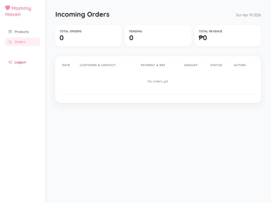 E-Commers/orders screenshot
