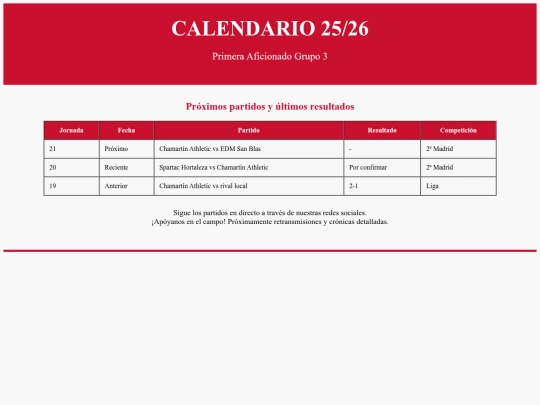 chamartinathletic/calendario screenshot