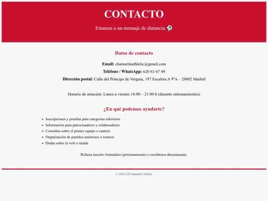 chamartinathletic/contacto screenshot