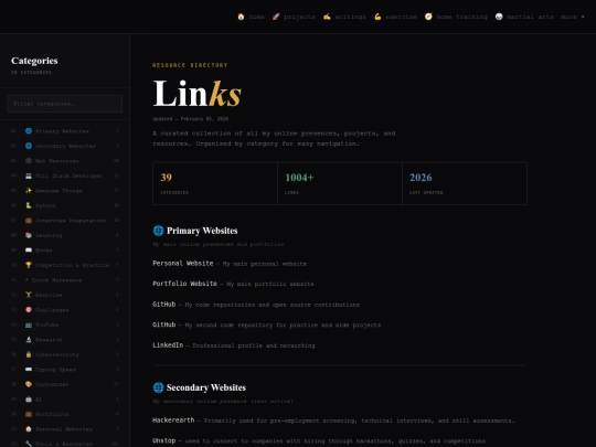 links screenshot