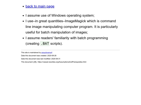 AssumptionsAndPrerequisites screenshot