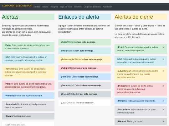 Componentes/alertas screenshot
