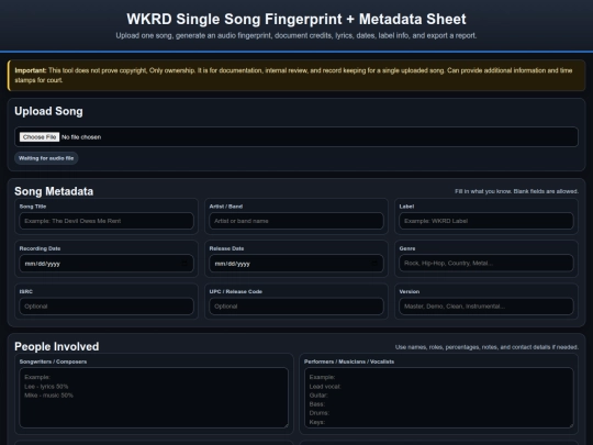 WKRD_Single_Song_Fingerprint_Metadata screenshot
