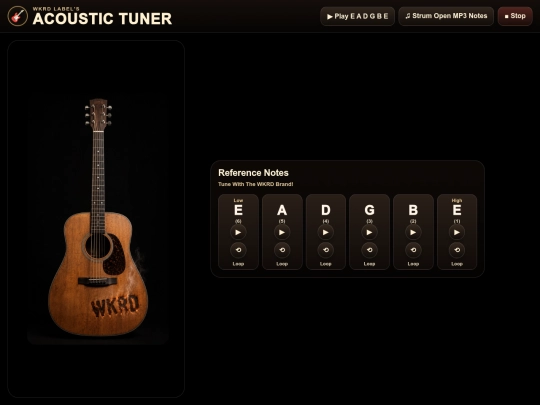 wkrd-band-instrument-tuning-page screenshot