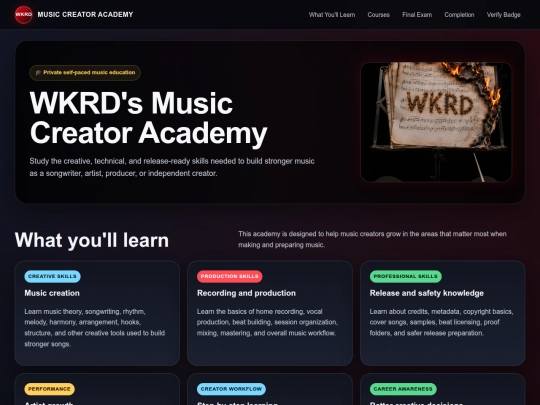 wkrds_music_creator_academy_index screenshot