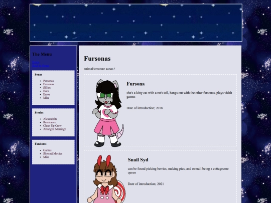 pages/me/sonas/fursonas screenshot