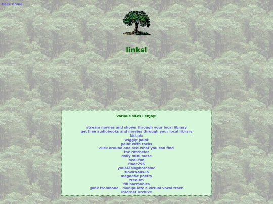 website pages/links screenshot