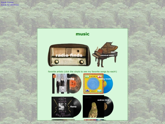 website pages/music screenshot