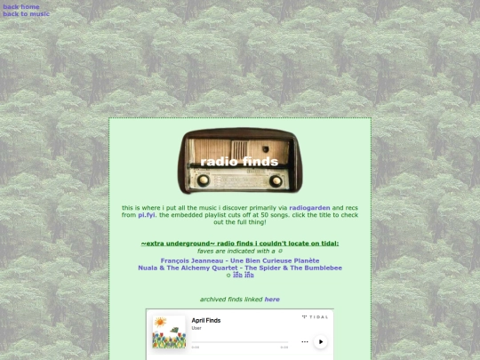 website pages/radiofinds screenshot