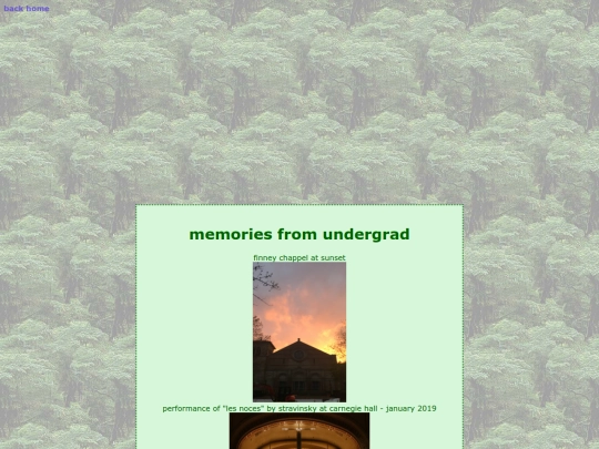 website pages/undergradmemories screenshot