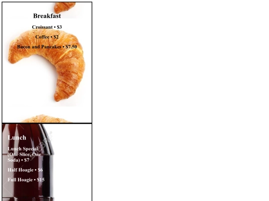 restaurant-menu screenshot