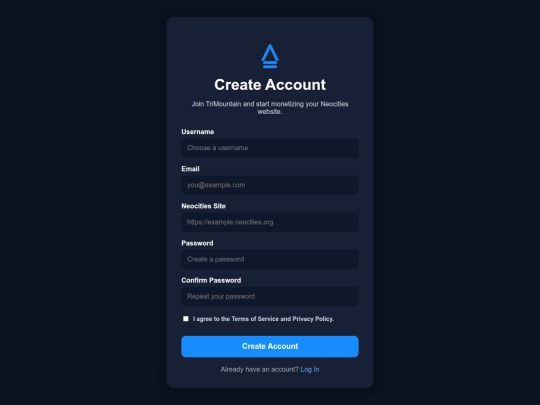 signup screenshot