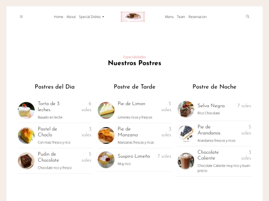 menu screenshot
