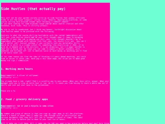 sidehustles screenshot