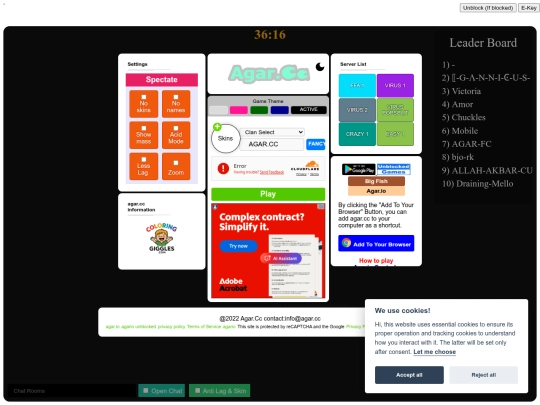 games/agario screenshot