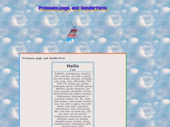 pronounspageandgenderform screenshot