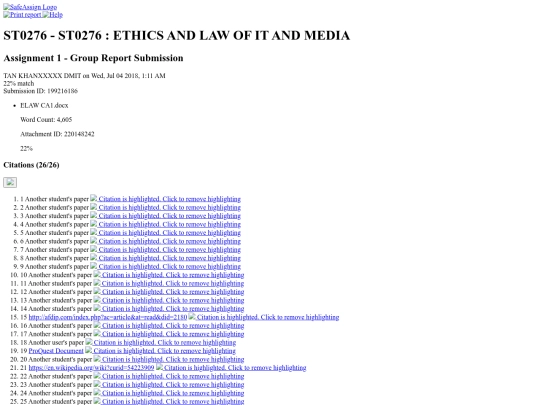 SafeAssign Originality Report screenshot
