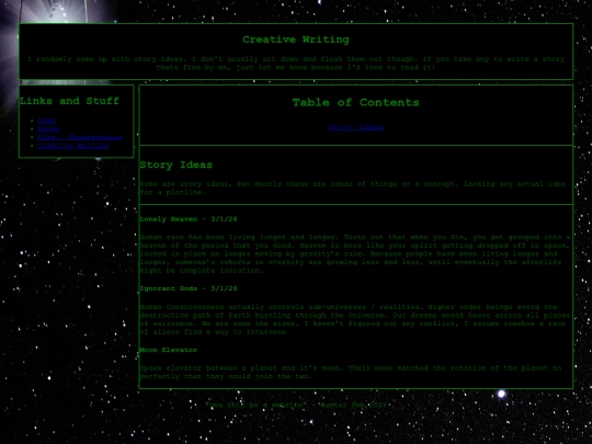 Writing screenshot
