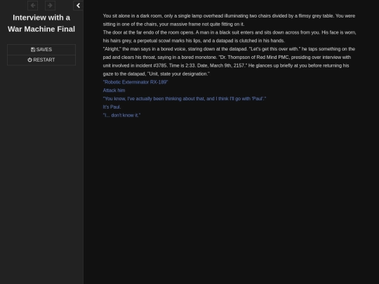Interview with a War Machine Final screenshot