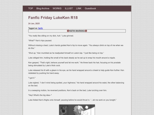 posts/2025-01-24-Fanfic-Friday-LukeKen-R18 screenshot