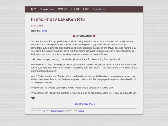posts/2025-03-07-Fanfic-Friday-LukeKen-R18 screenshot