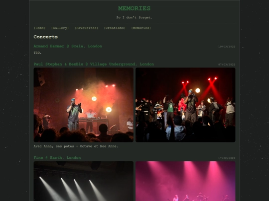 pages/memories/concerts screenshot