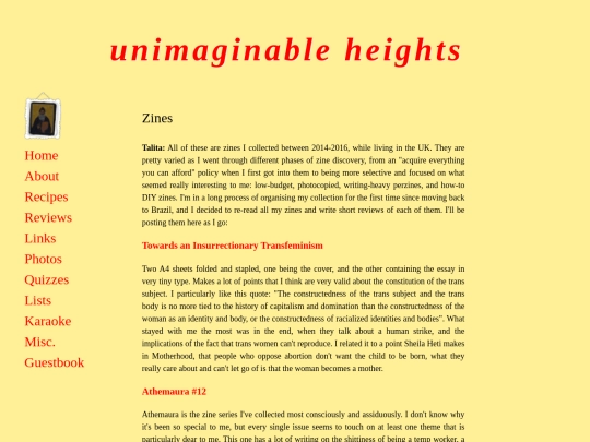 reviews/zines screenshot