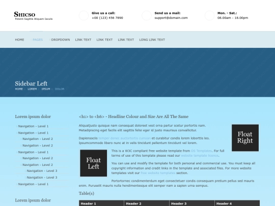 pages/sidebar-left screenshot