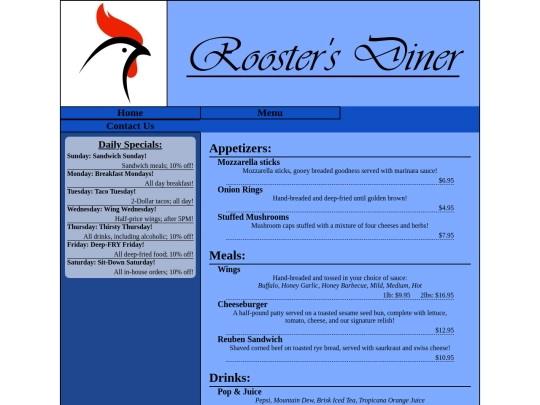 menu screenshot