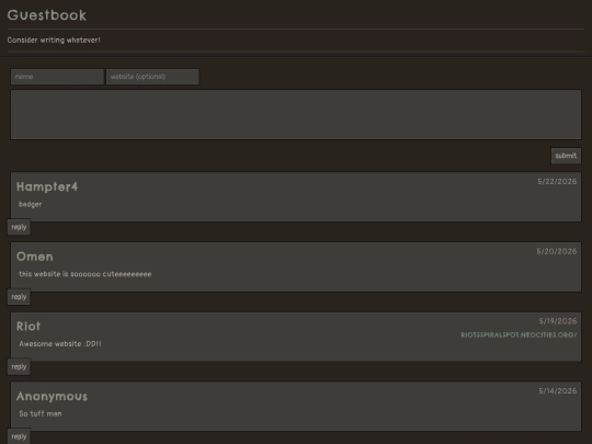 guestbook screenshot