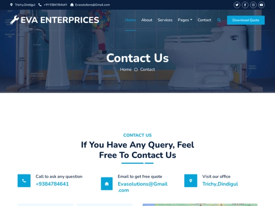 Eva Enterprices/contact screenshot