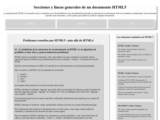HTML5/Secciones y líneas generales de un documento HTML5 screenshot