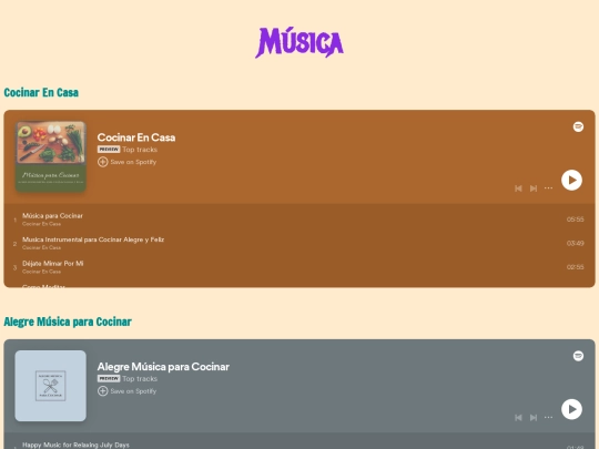 RECETARIO/musica screenshot