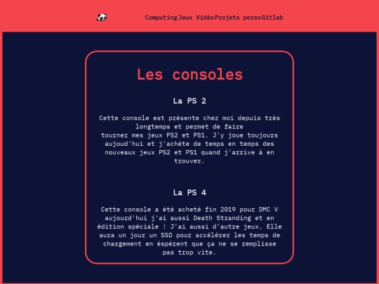 consoles screenshot