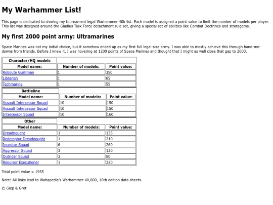 List screenshot