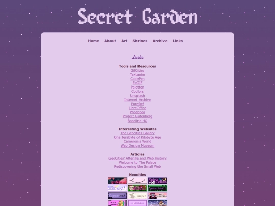links screenshot