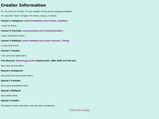 CreatorInformation screenshot