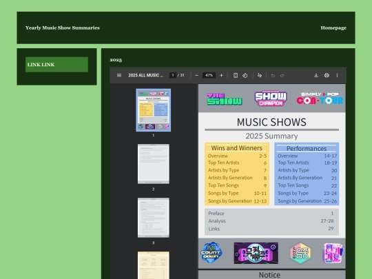 YearlyMusicShowSummaries/2025 screenshot
