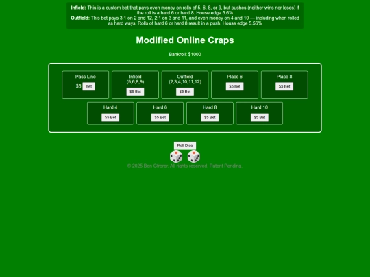 games/craps screenshot