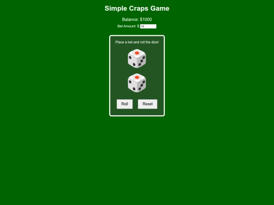 games/craps2a screenshot